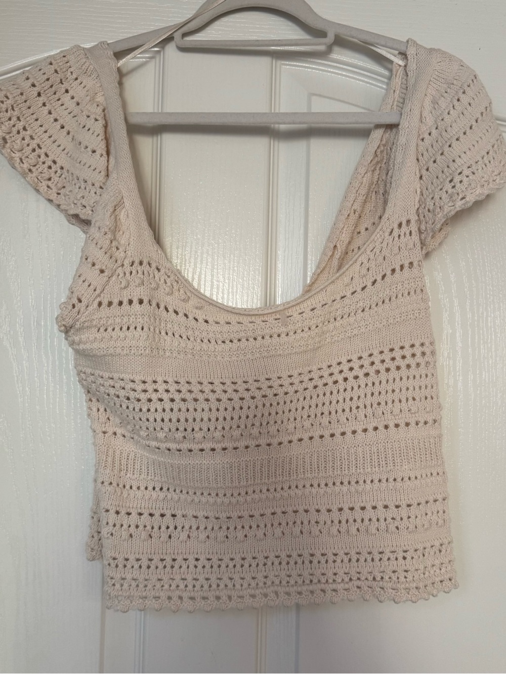 Sincerely Jules Cream Crochet Scoop Neck Crop Top